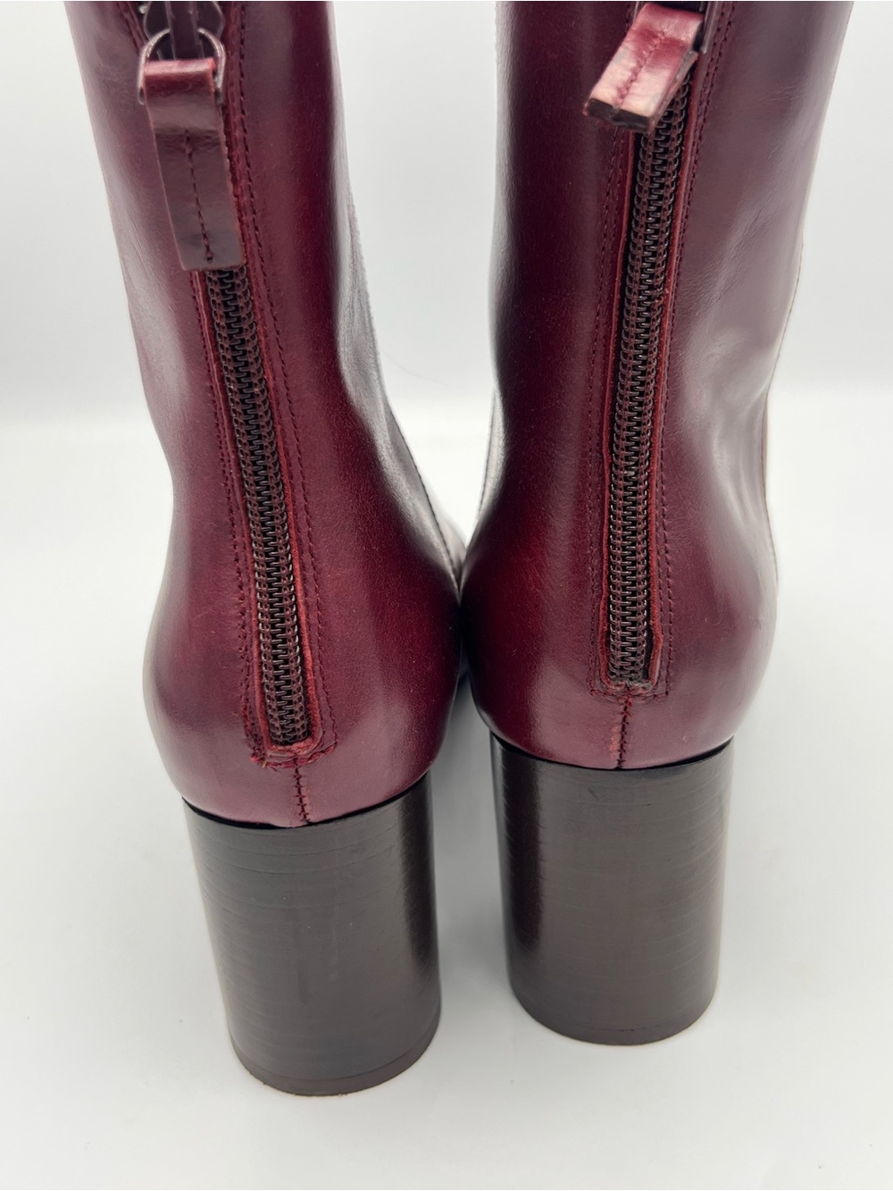 Sandro Paris Leather Ankle Boots Dark Red Sz 39 (9) - Picture 6 of 9